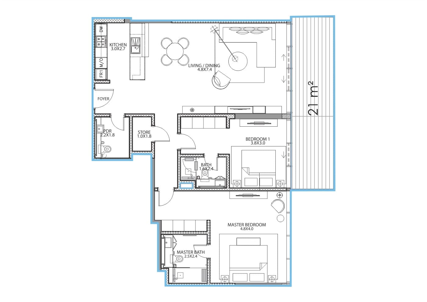 Serenia Residence (not in use), 2-Bed Floor Plan, type: 2 Bedroom