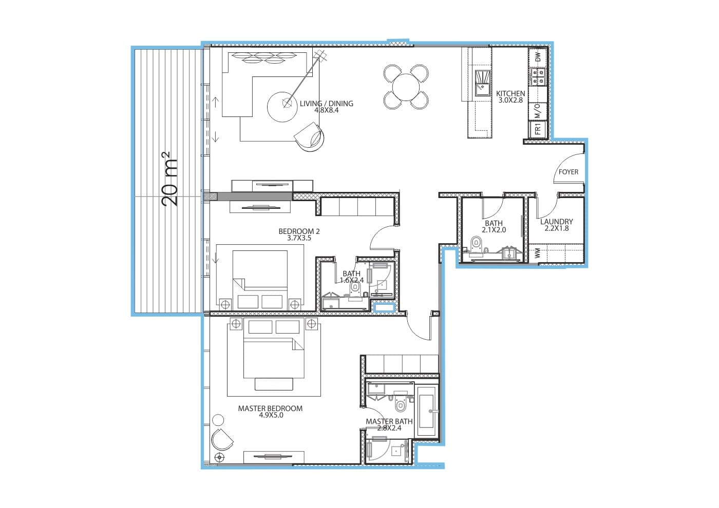 Serenia Residence (not in use), 2-Bed Floor Plan, type: 2 Bedroom