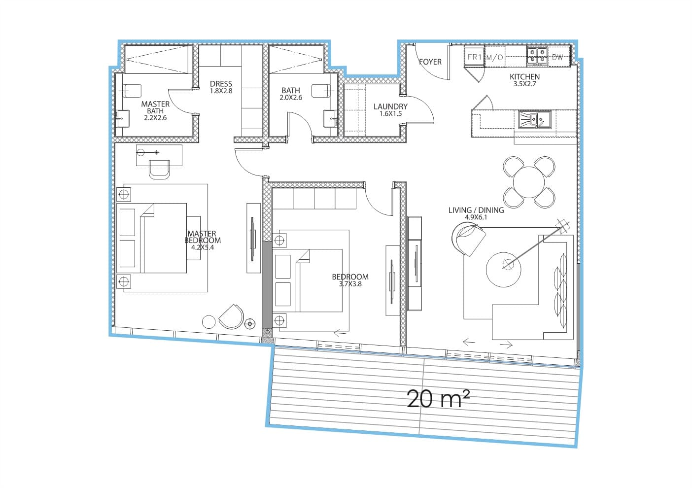 Serenia Residence (not in use), 2-Bed Floor Plan, type: 2 Bedroom