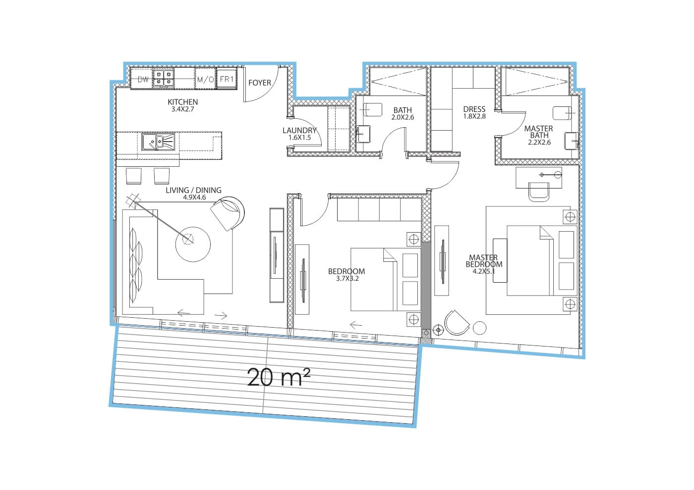 Serenia Residence (not in use), 2-Bed Floor Plan, type: 2 Bedroom