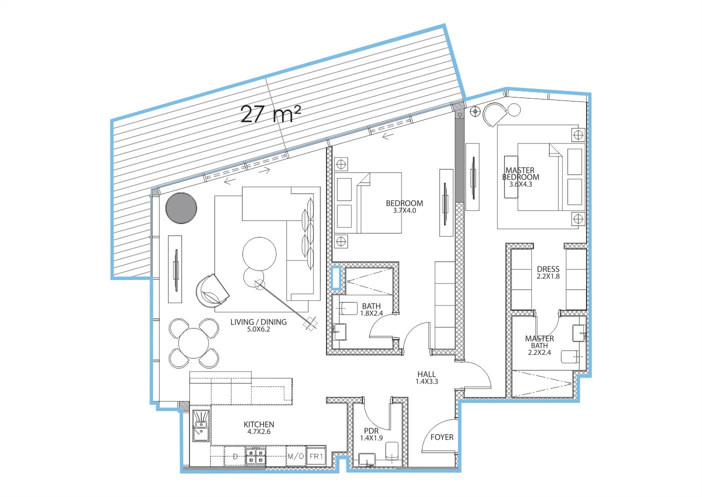 Serenia Residence (not in use), 2-Bed Floor Plan, type: 2 Bedroom