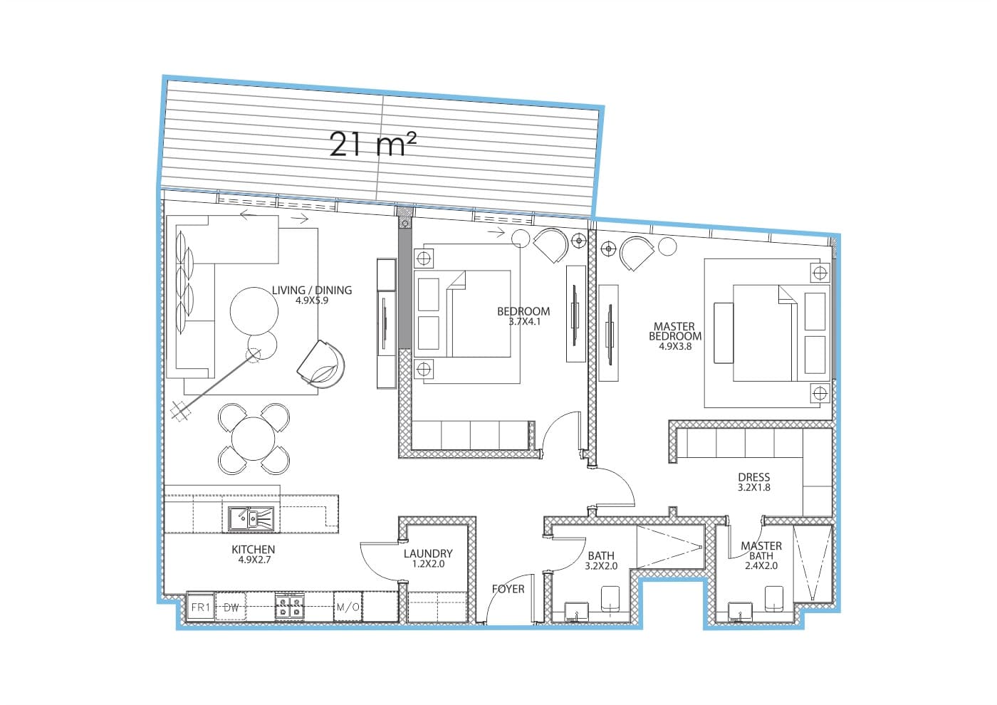 Serenia Residence (not in use), 2-Bed Floor Plan, type: 2 Bedroom