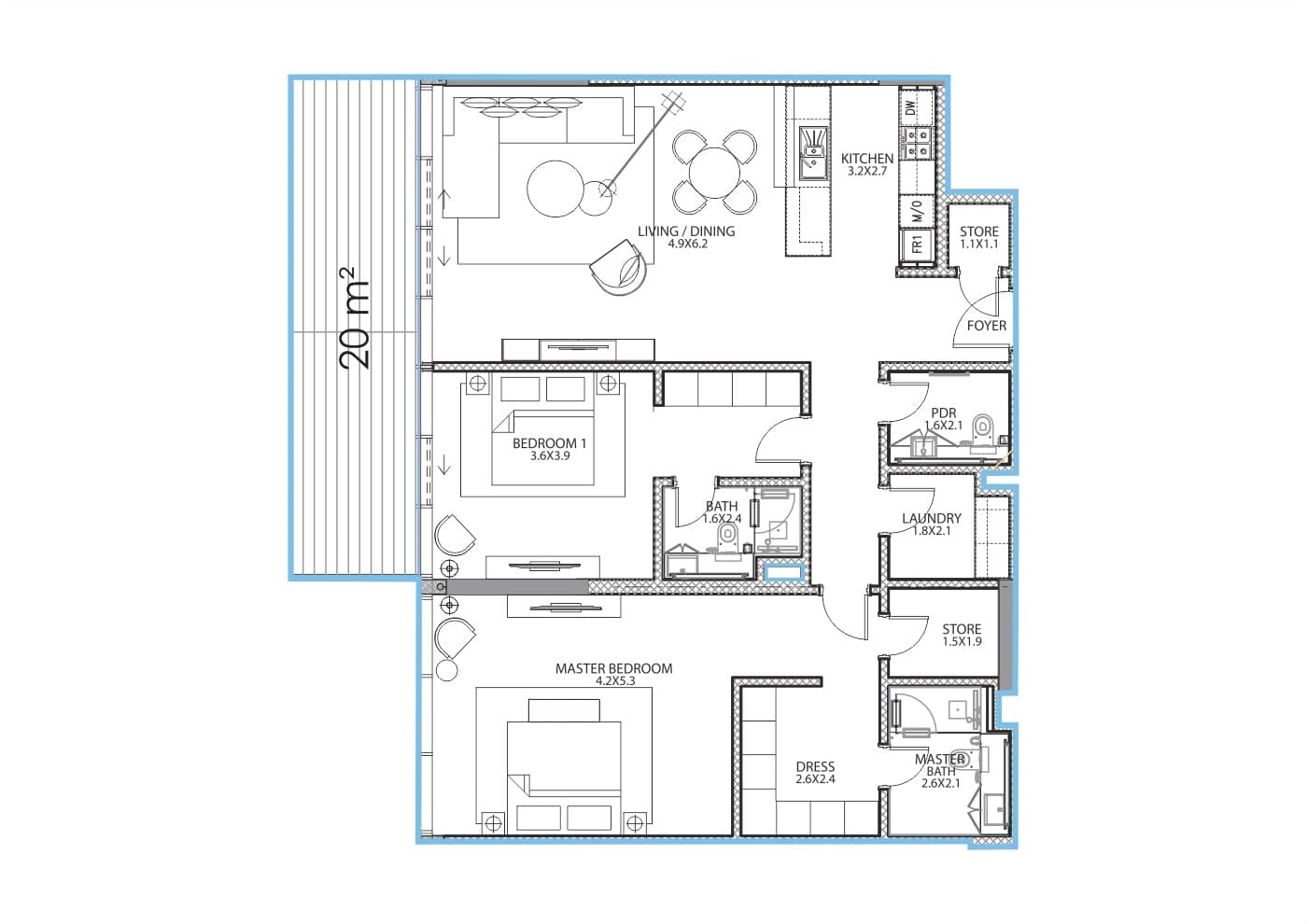 Serenia Residence (not in use), 2-Bed Floor Plan, type: 2 Bedroom