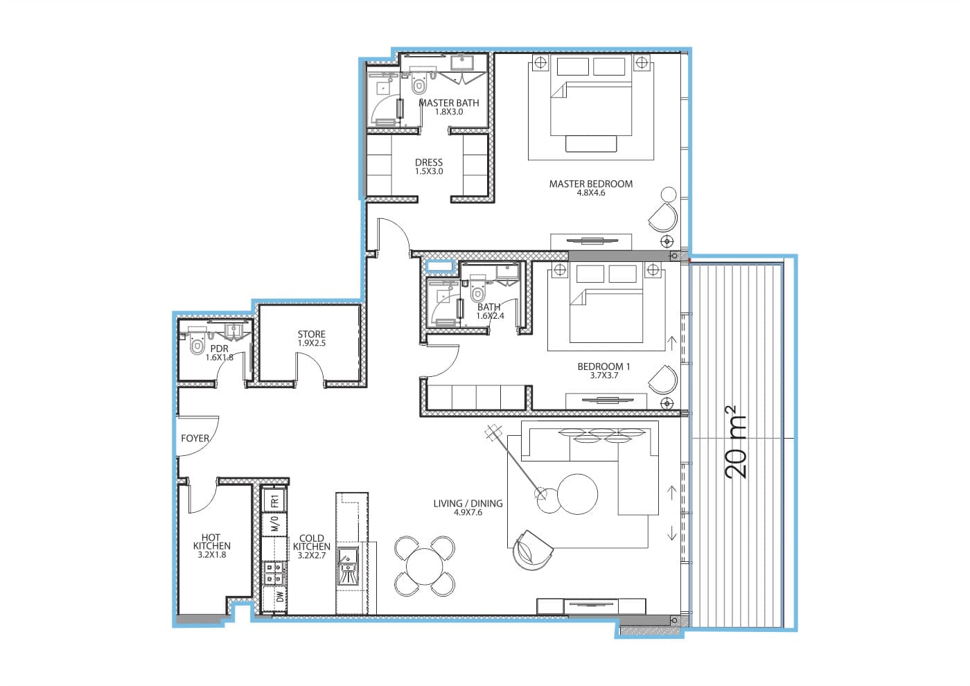Serenia Residence (not in use), 2-Bed Floor Plan, type: 2 Bedroom