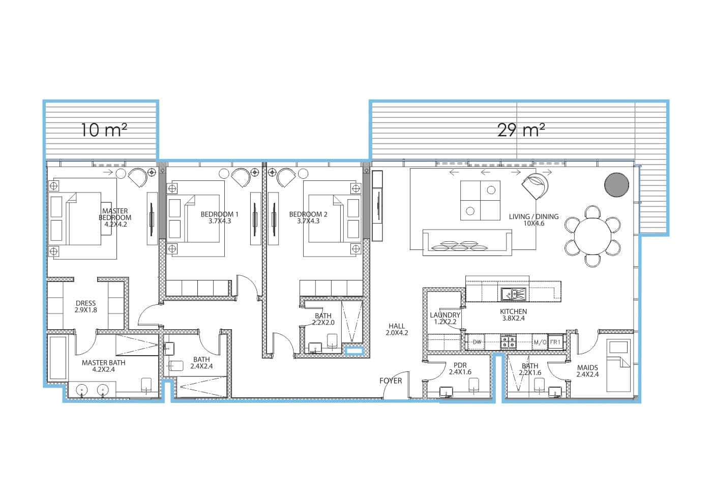 Serenia Residence (not in use), 3-Bed Floor Plan, type: 3 Bedroom