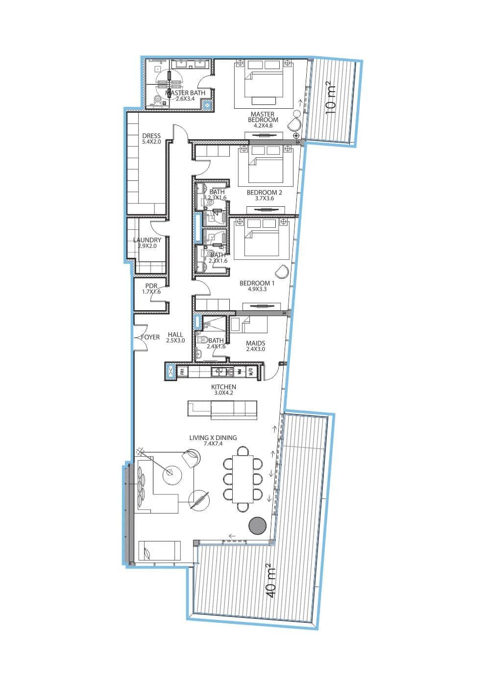 Serenia Residence (not in use), 3-Bed Floor Plan, type: 3 Bedroom
