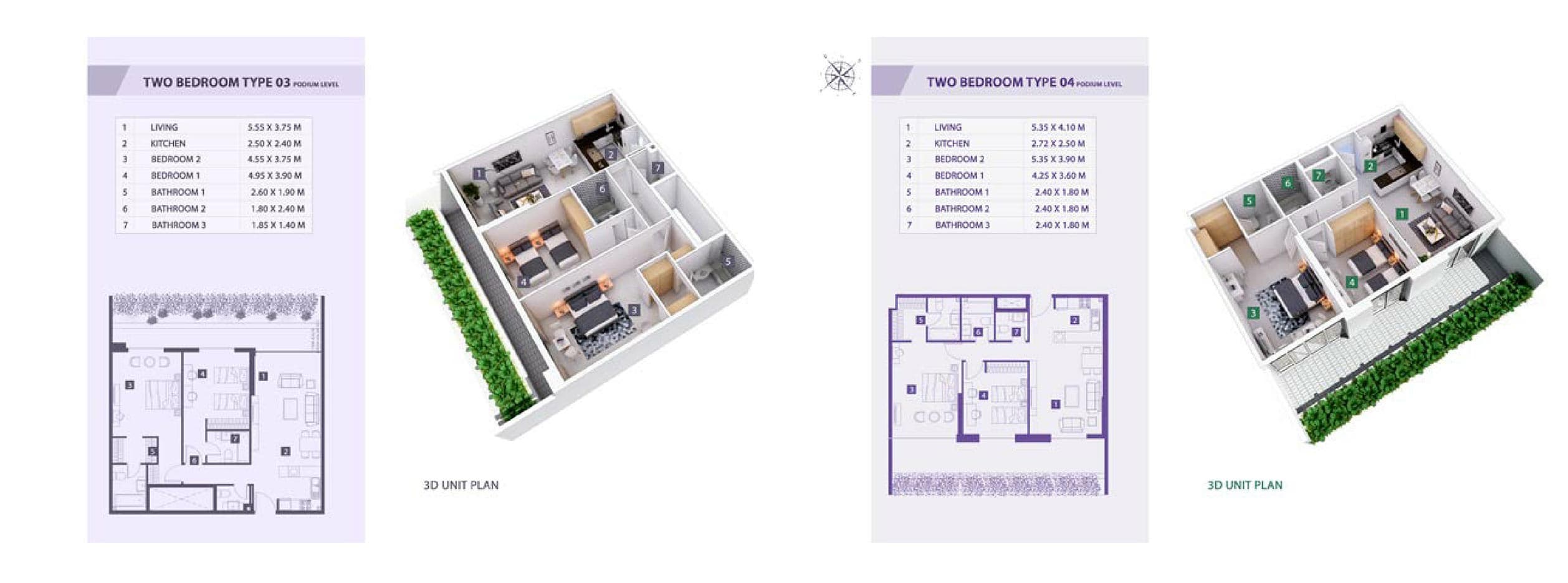 Shaista Residence, 2-Bed Floor Plan, type: 2 Bedroom