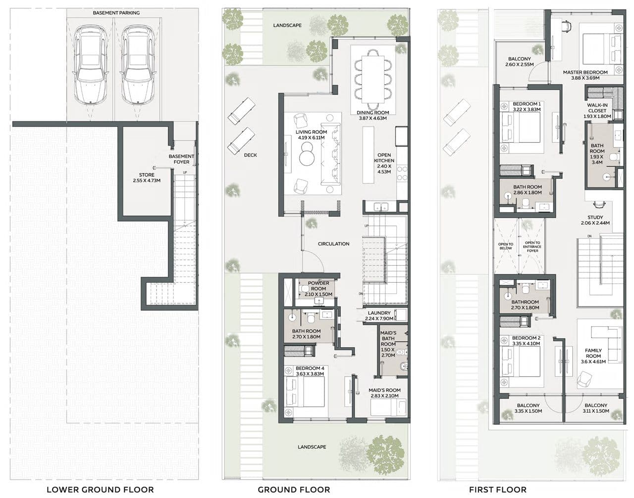 Shamsa Townhouses, 4-Bed Floor Plan, type: