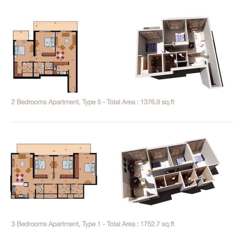 Sherena Residence, 3-Bed Floor Plan, type: 3 Bedroom