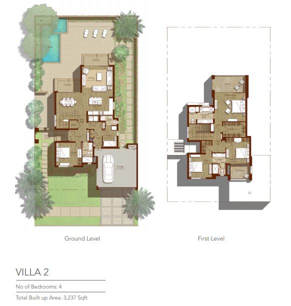 Sidra Villas I, 4-Bed Floor Plan, type: Villa 2