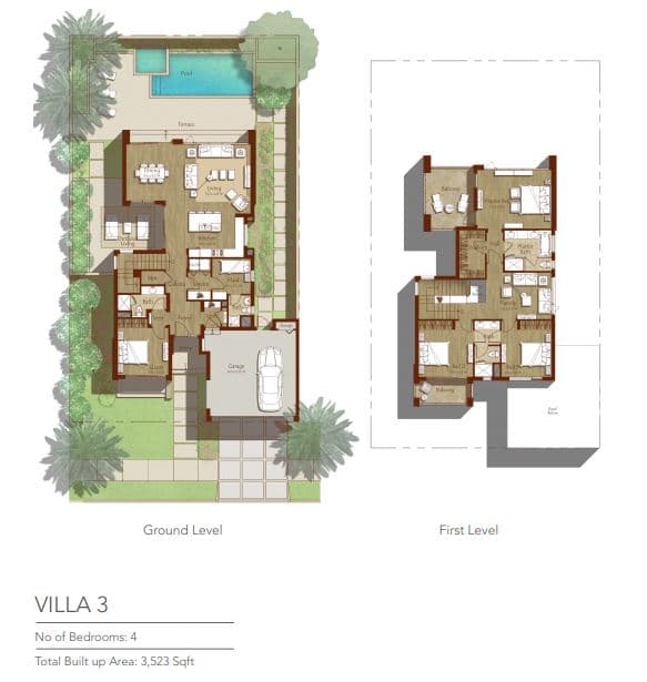 Sidra Villas I, 4-Bed Floor Plan, type: Villa 3