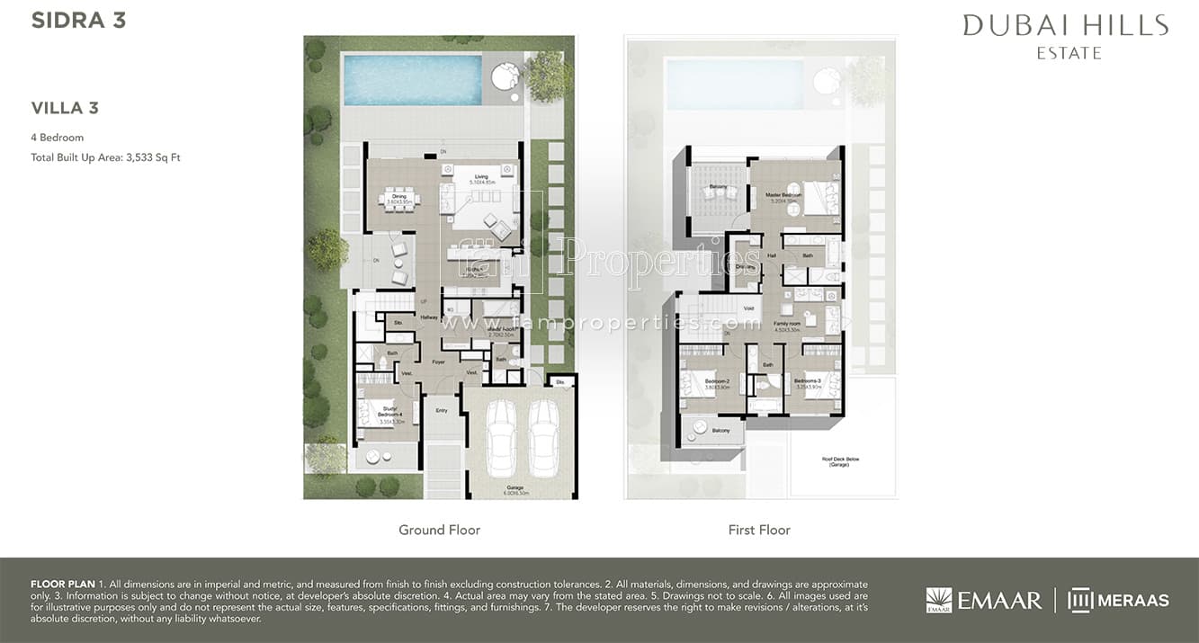 Sidra Villas III, 4-Bed Floor Plan, type: Villa 3
