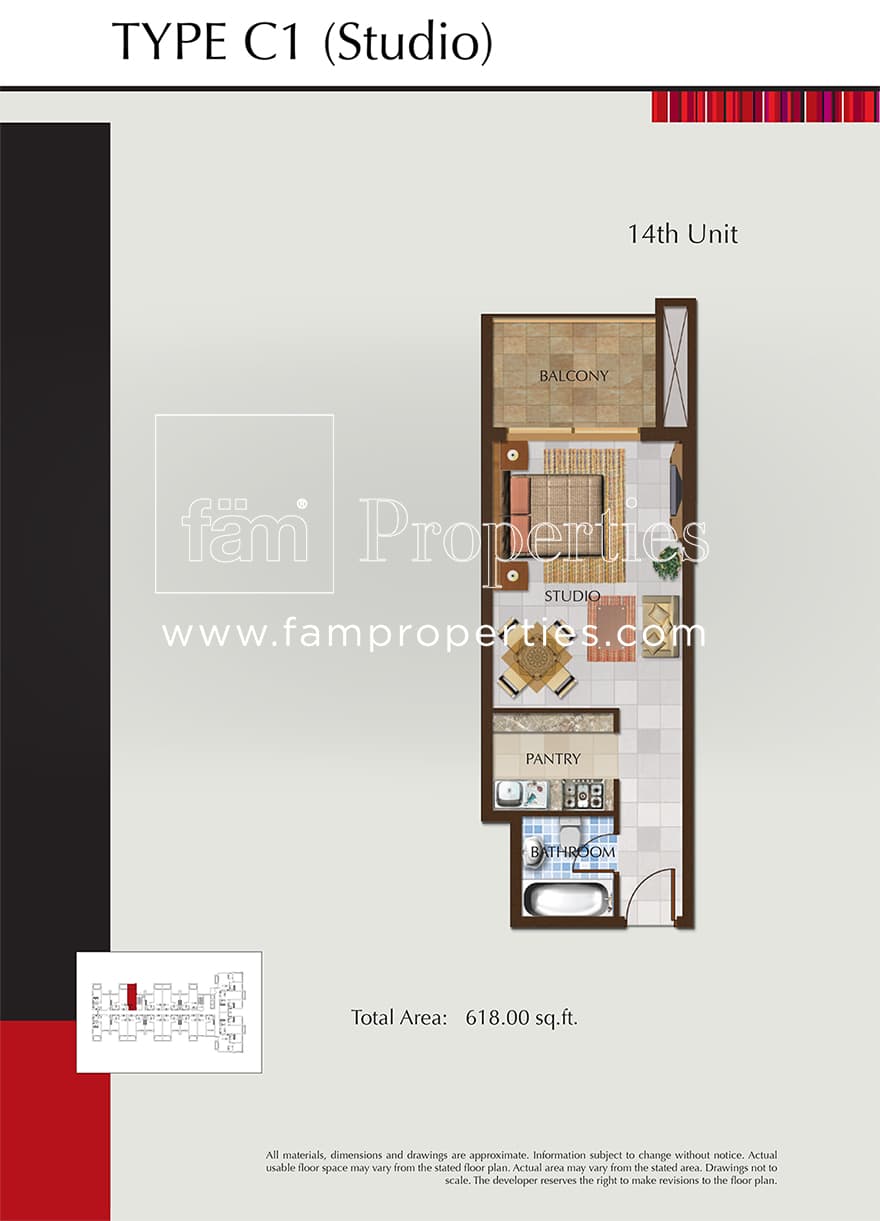 Silicon Avenue, 0-Bed Floor Plan, type: Studio