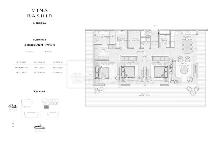 Sirdhana - Mina Rashid, 3-Bed Floor Plan, type: 3 Bedroom