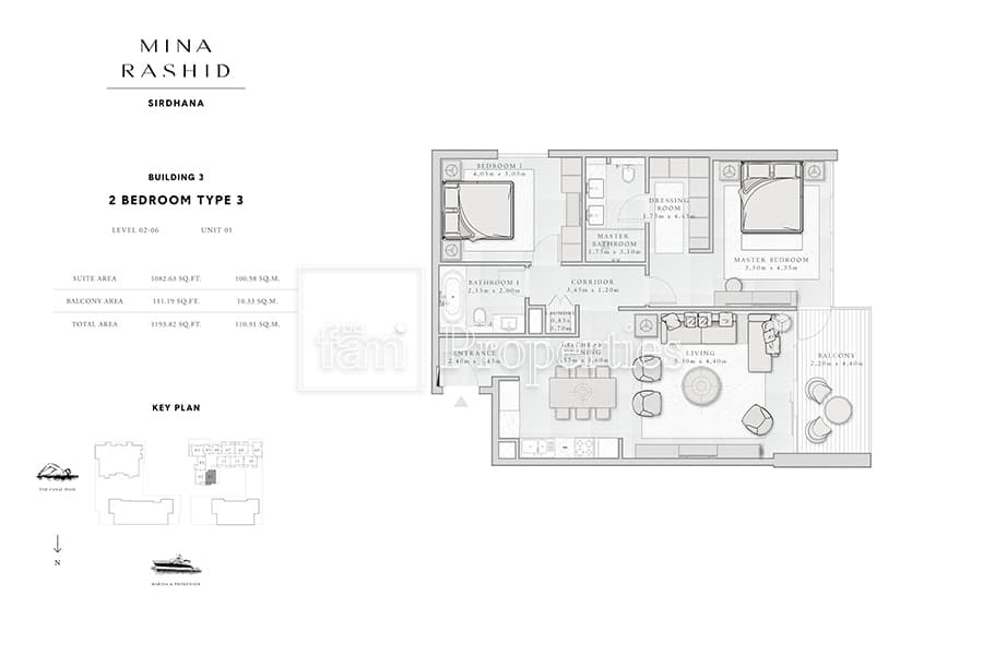 Sirdhana - Mina Rashid, 2-Bed Floor Plan, type: 2 Bedroom