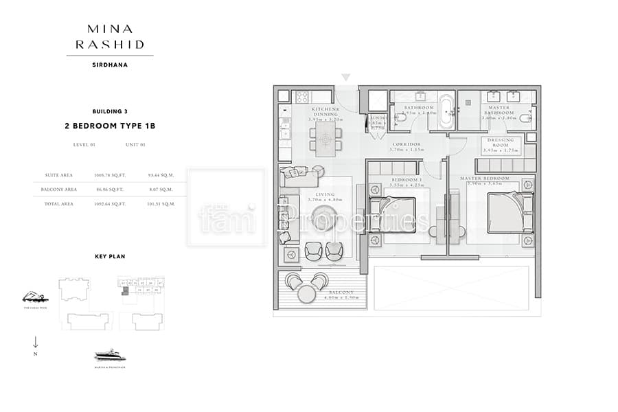 Sirdhana - Mina Rashid, 2-Bed Floor Plan, type: 2 Bedroom