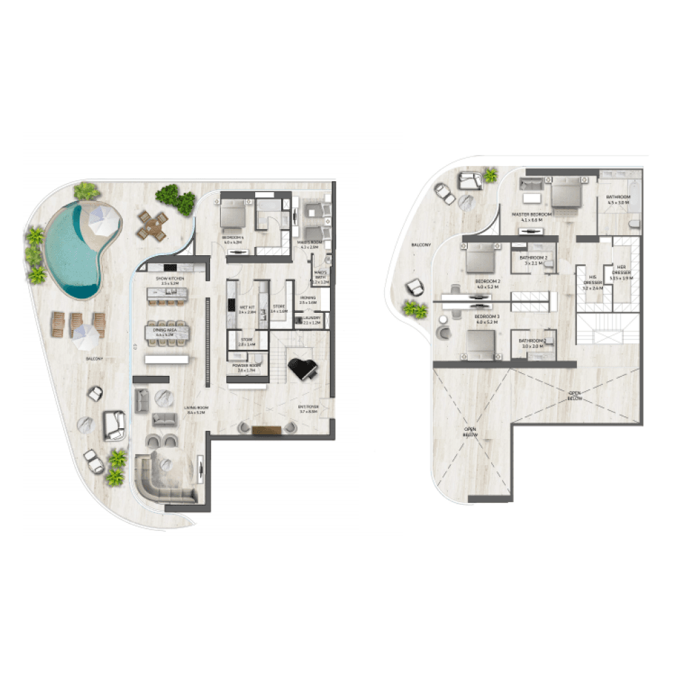SLS Residences at the Palm Jumeirah, 4-Bed Floor Plan, type: