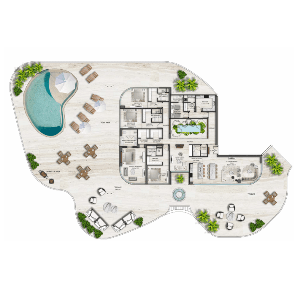 SLS Residences at the Palm Jumeirah, 4-Bed Floor Plan, type: