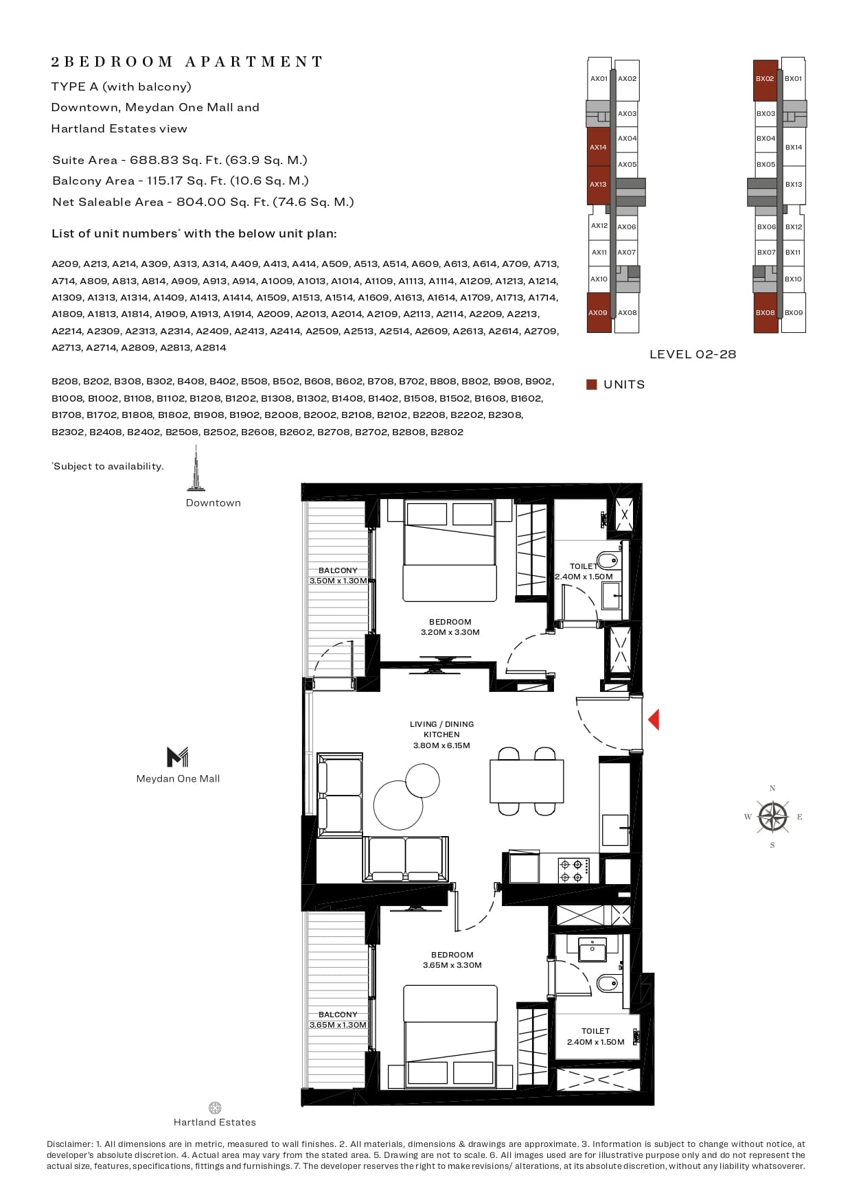 Sobha Creek Vistas B, 2-Bed Floor Plan, type: 2 Bedroom