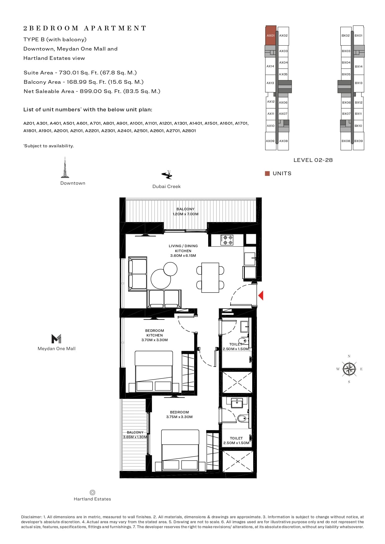 Sobha Creek Vistas B, 2-Bed Floor Plan, type: 2 Bedroom