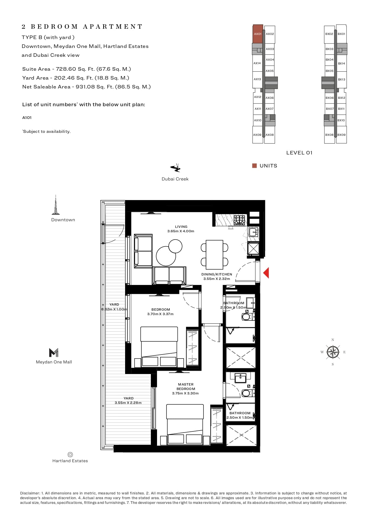 Sobha Creek Vistas B, 2-Bed Floor Plan, type: 2 Bedroom