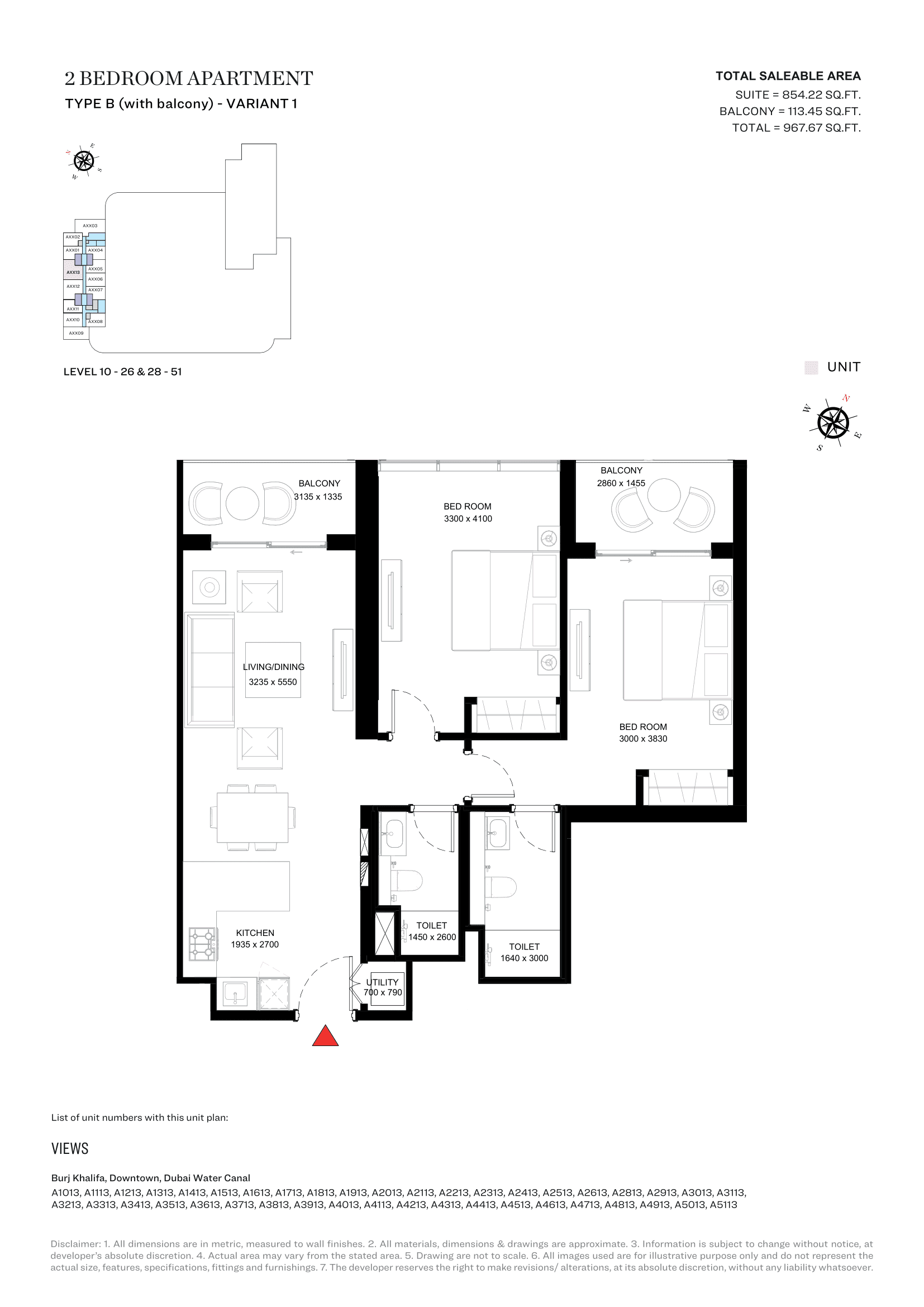 Sobha Creek Vistas Heights (not in use), 2-Bed Floor Plan, type: