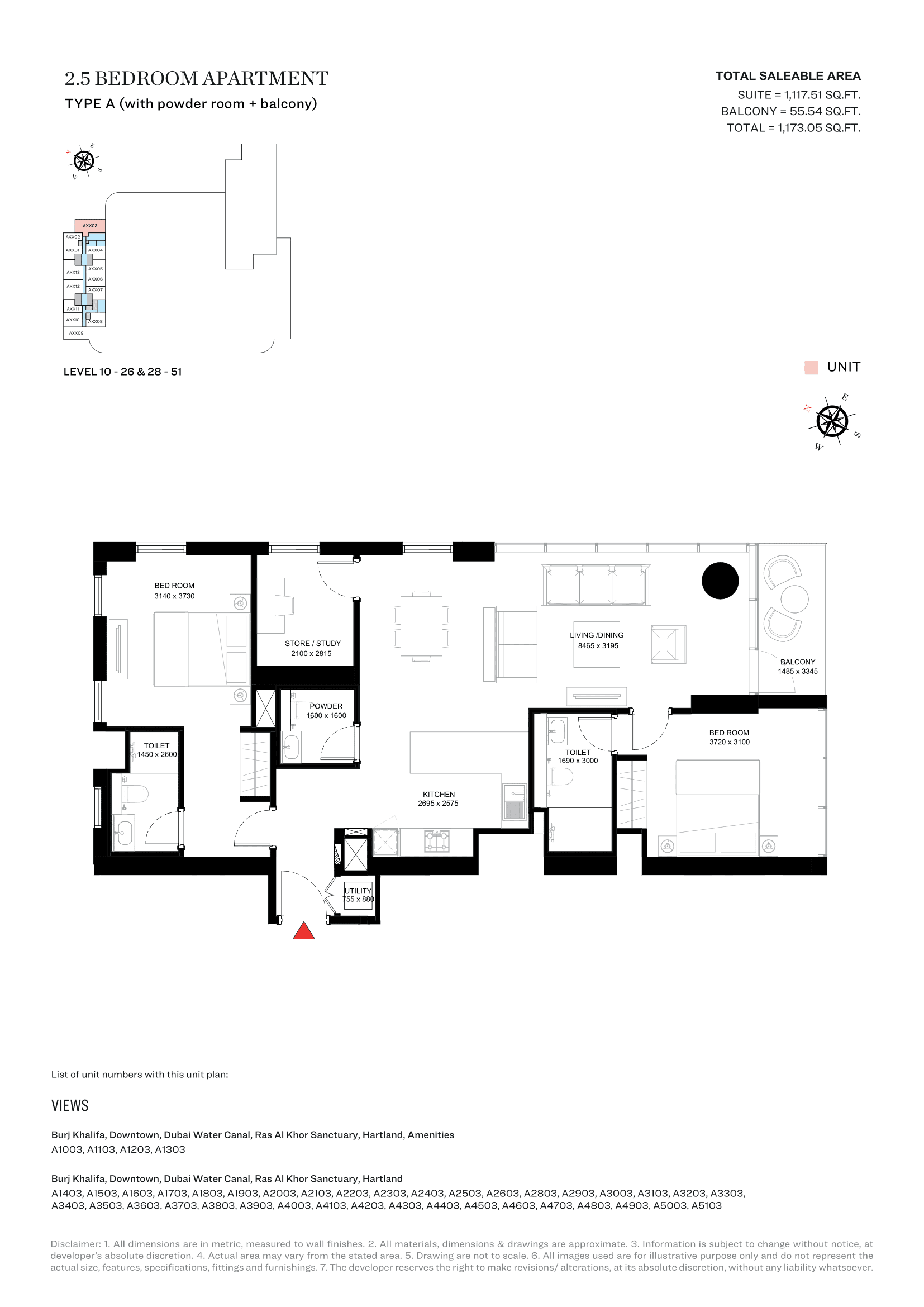 Sobha Creek Vistas Heights (not in use), 2-Bed Floor Plan, type: