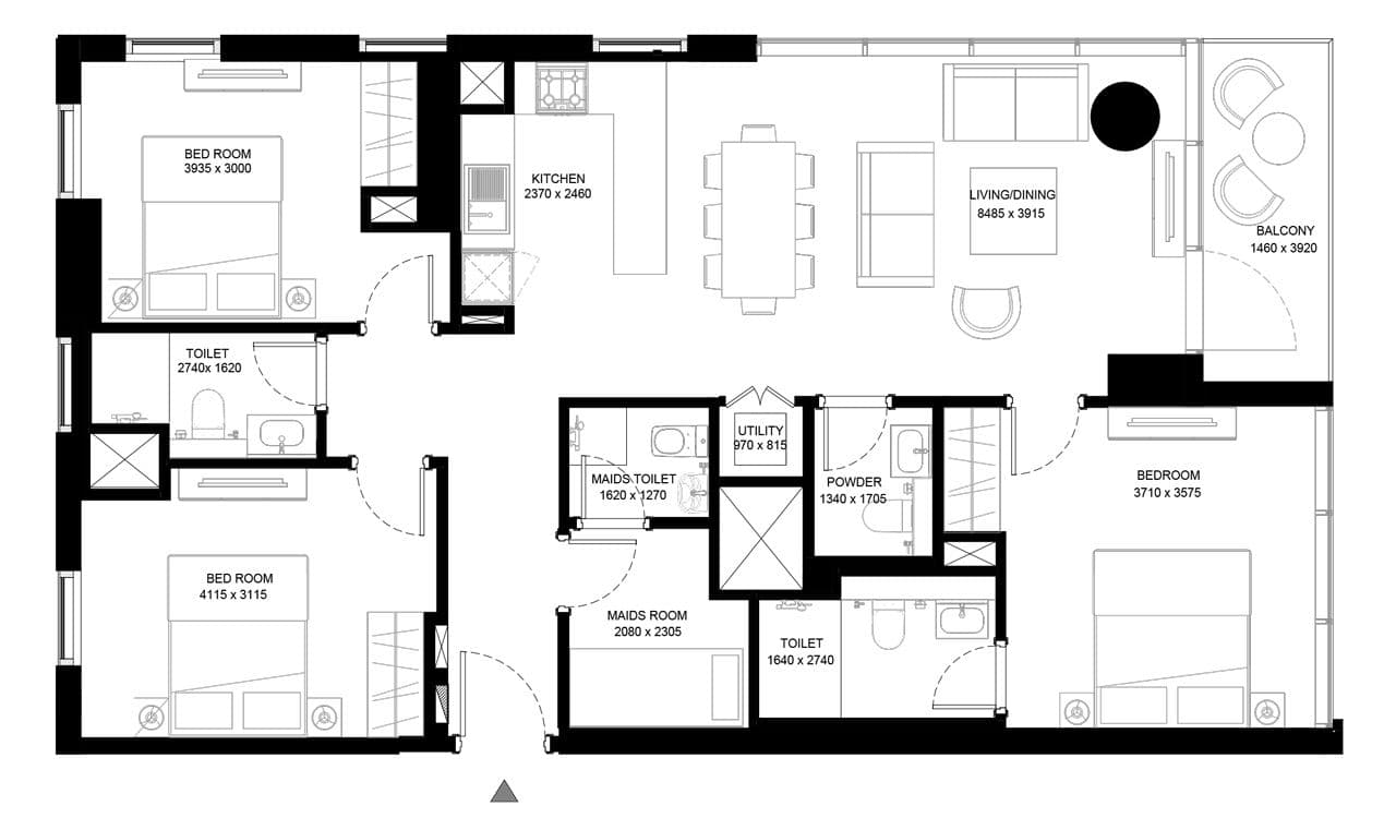 Sobha Creek Vistas Heights (not in use), 3-Bed Floor Plan, type: