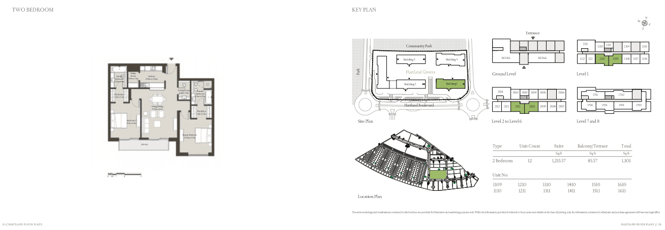 Sobha Hartland Greens (not in use), 2-Bed Floor Plan, type: 2 Bedroom
