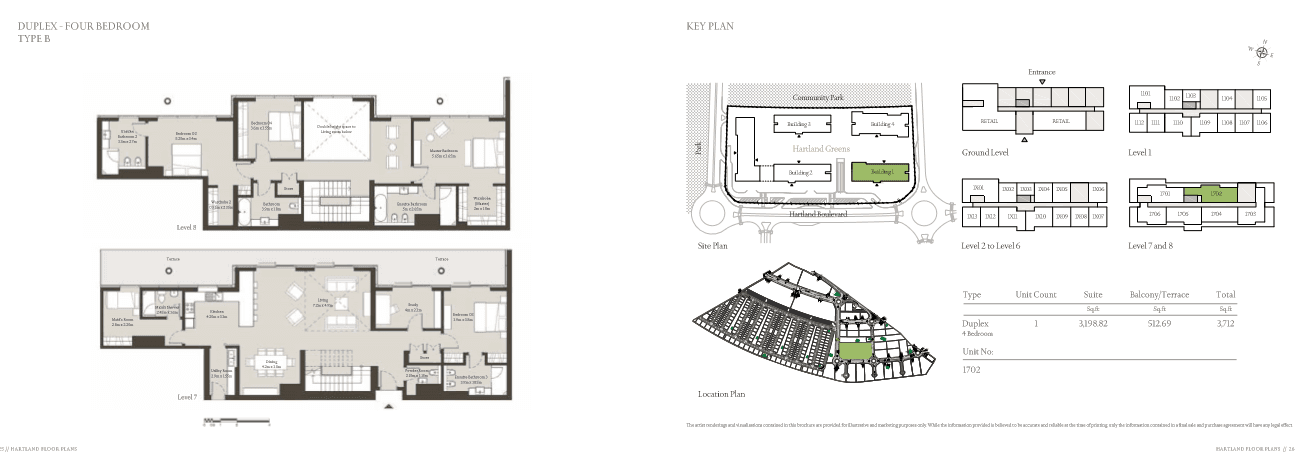 Sobha Hartland Greens (not in use), 4-Bed Floor Plan, type: Duplex 4 BR Type B