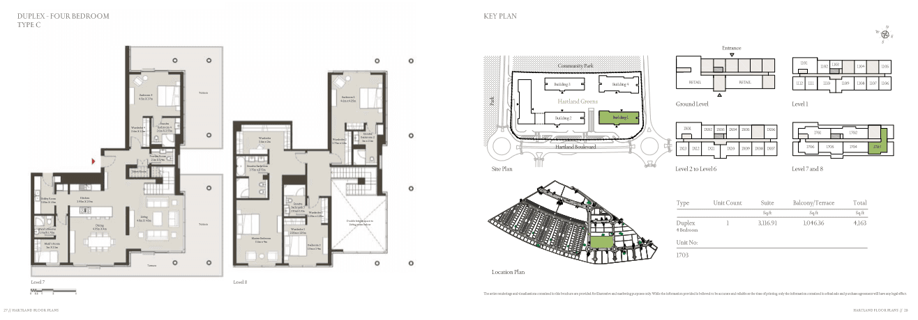 Sobha Hartland Greens (not in use), 4-Bed Floor Plan, type: Duplex 4BR Type C