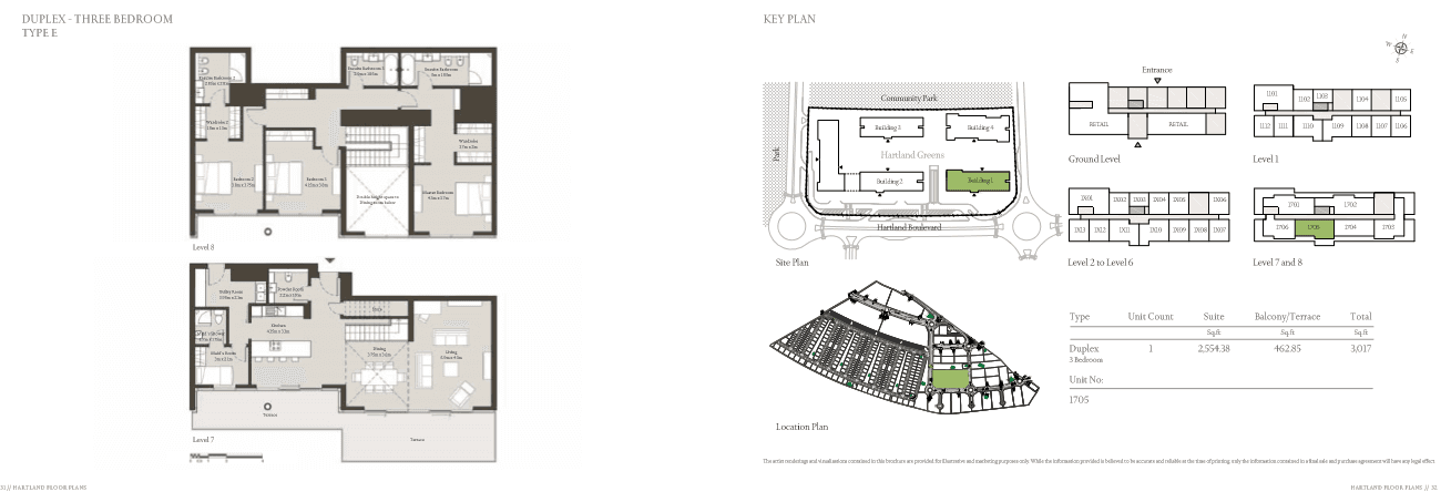 Sobha Hartland Greens (not in use), 3-Bed Floor Plan, type: Duplex 3 BR Type E