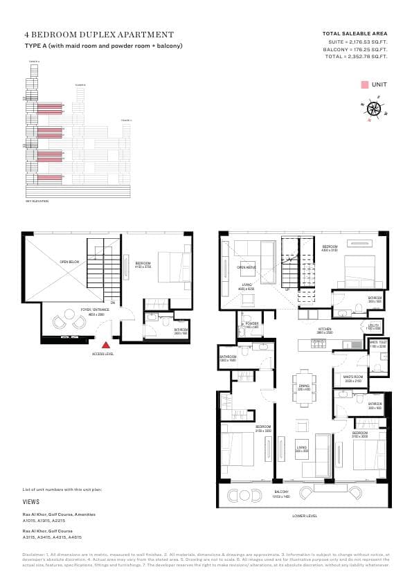 Sobha One, 4-Bed Floor Plan, type: 4 Bedroom