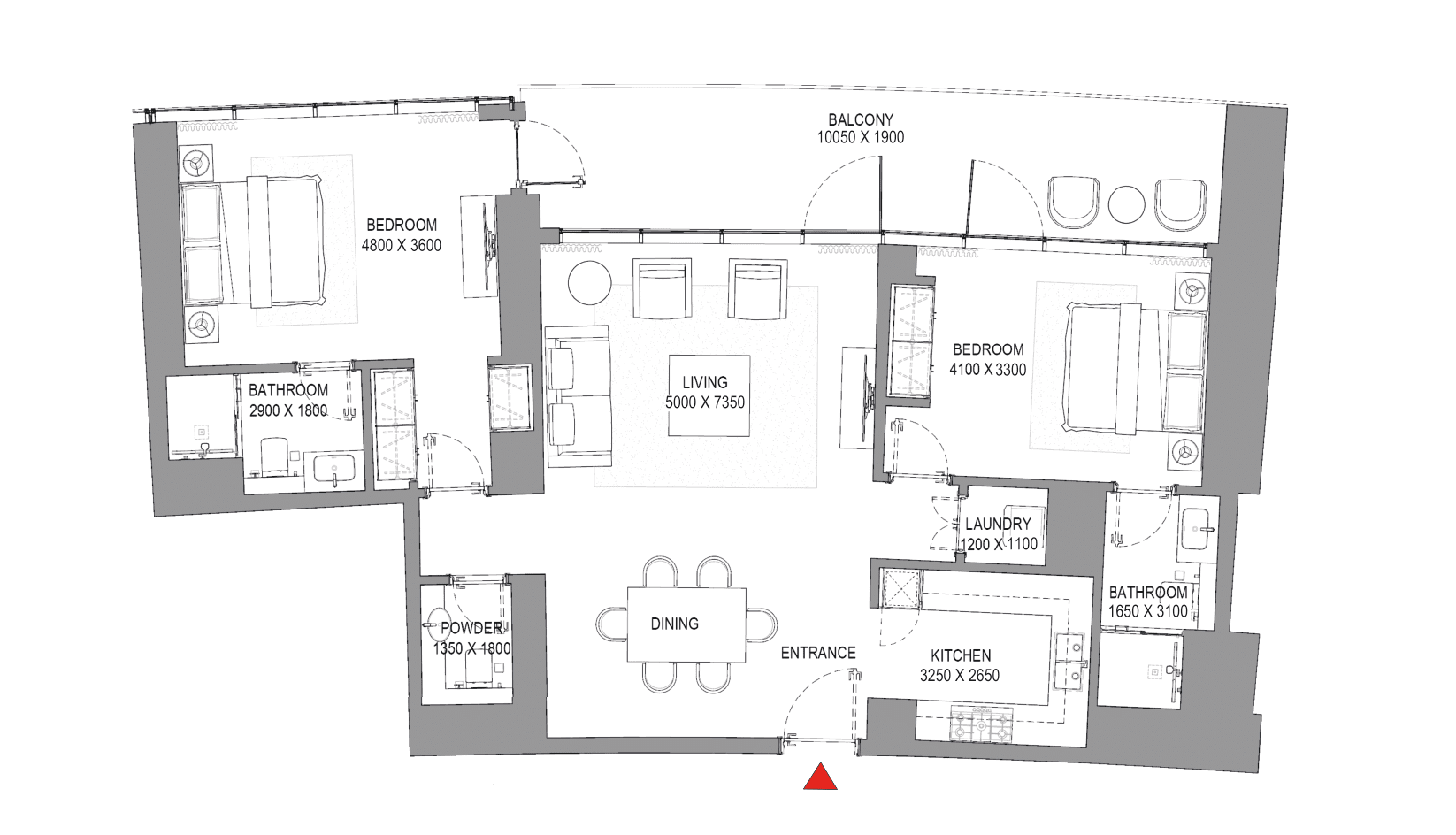Sobha Seahaven, 2-Bed Floor Plan, type: