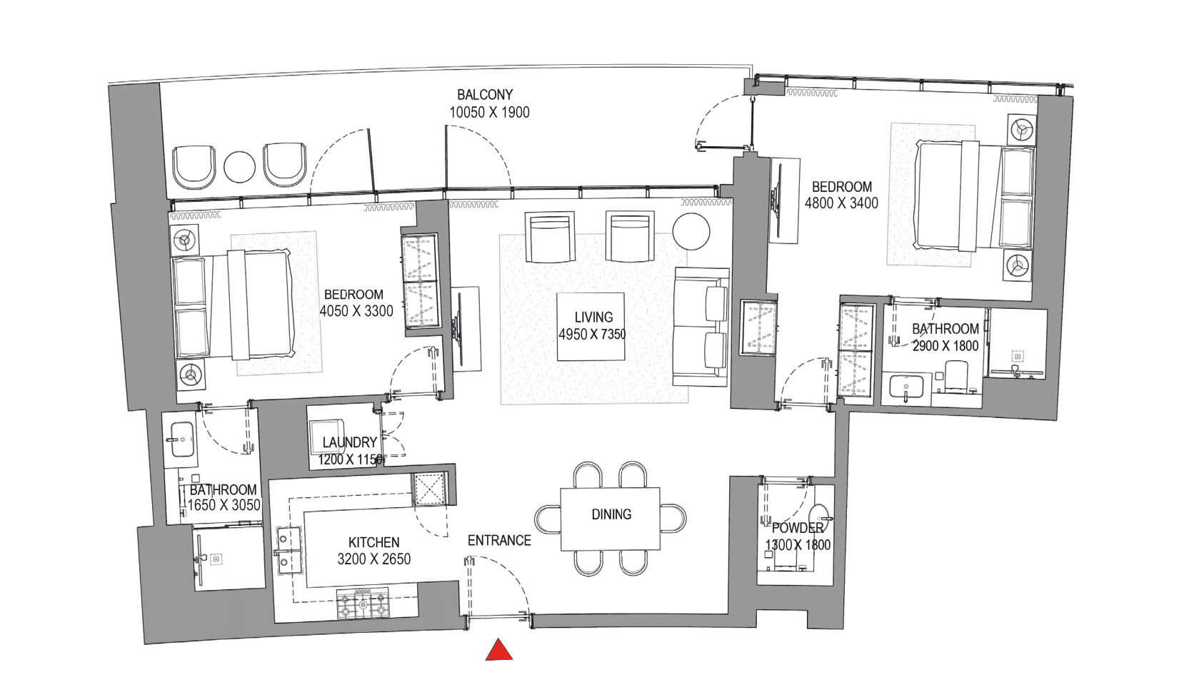 Sobha Seahaven, 2-Bed Floor Plan, type:
