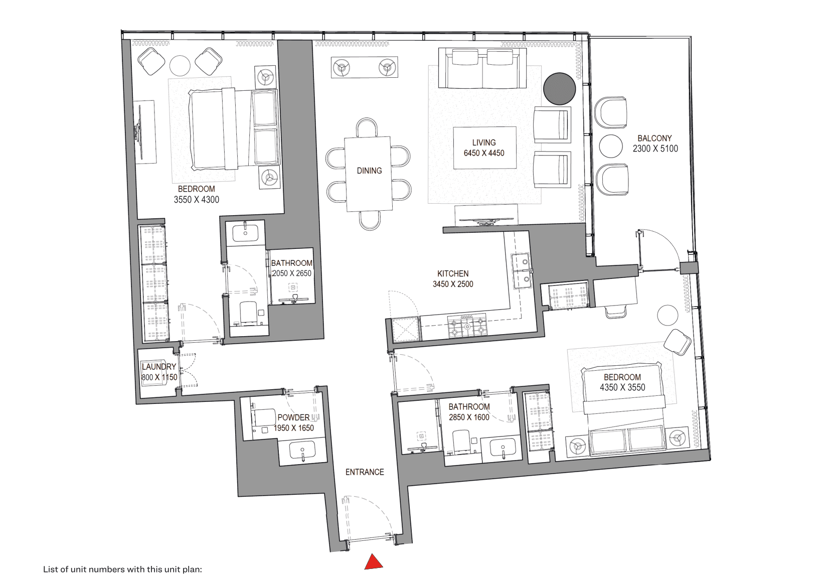Sobha Seahaven, 2-Bed Floor Plan, type: