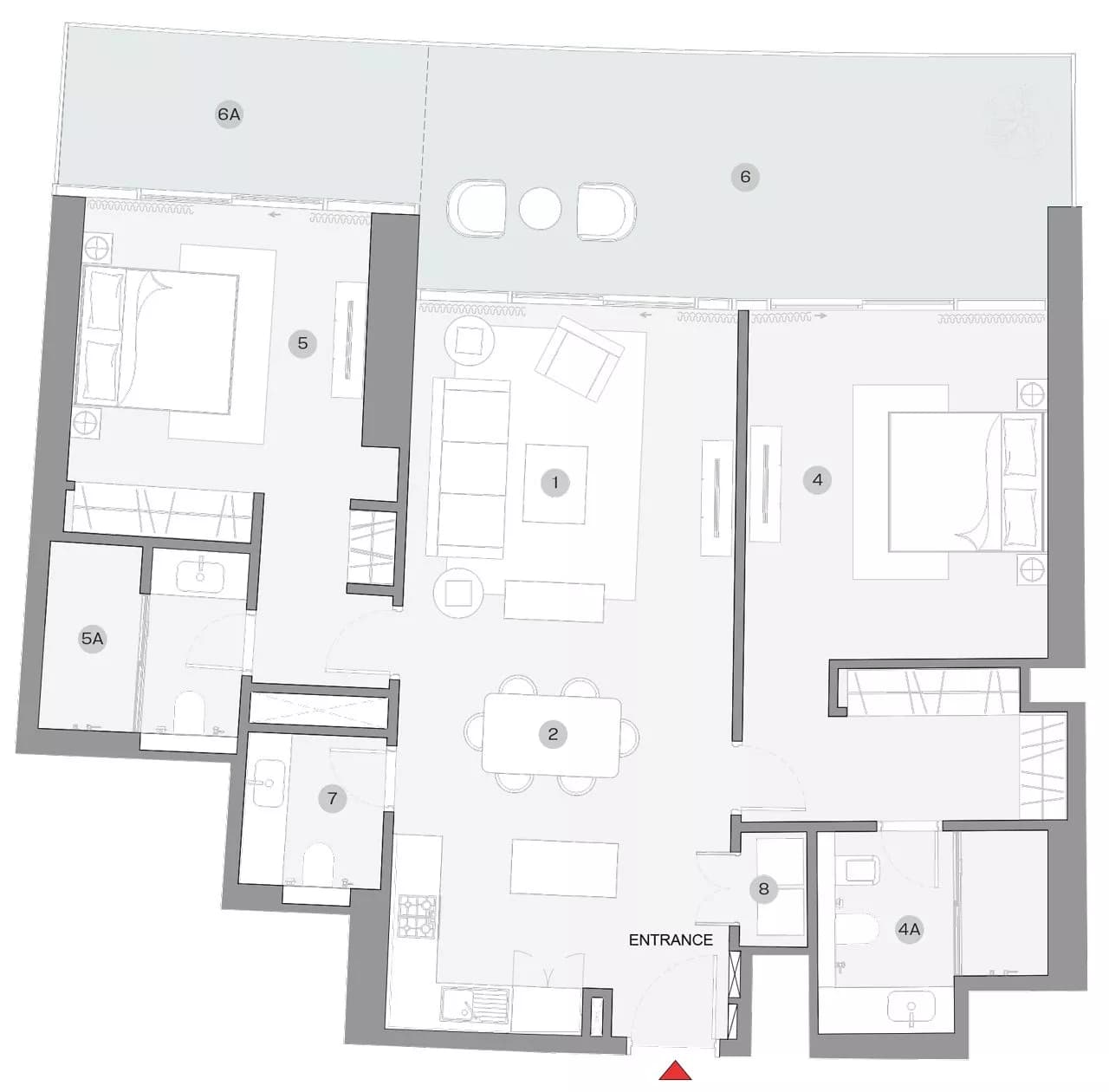 Sobha Seahaven Tower A, 2-Bed Floor Plan, type: