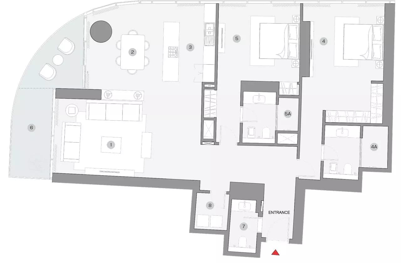 Sobha Seahaven Tower A, 2-Bed Floor Plan, type: