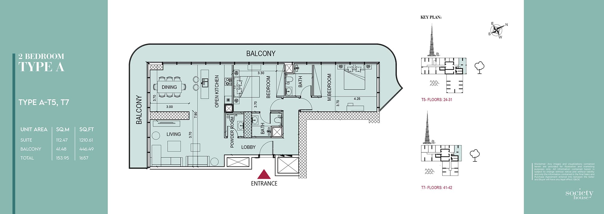 Society House, 2-Bed Floor Plan, type: