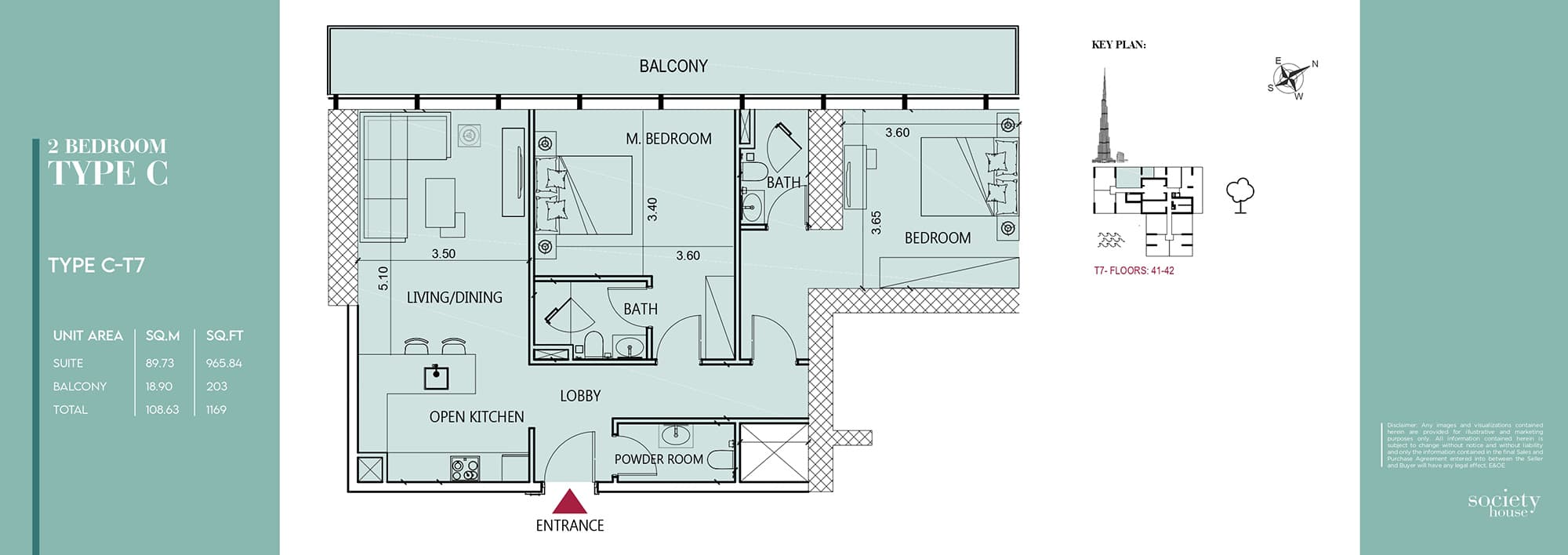 Society House, 2-Bed Floor Plan, type: