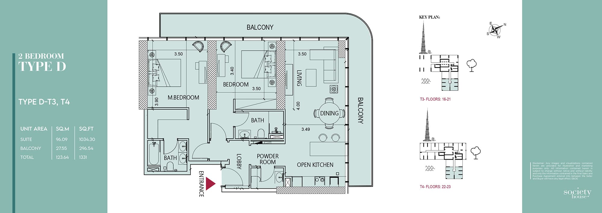 Society House, 2-Bed Floor Plan, type: