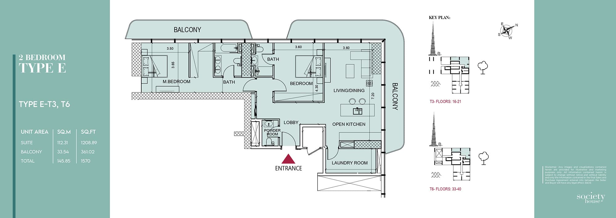 Society House, 2-Bed Floor Plan, type: