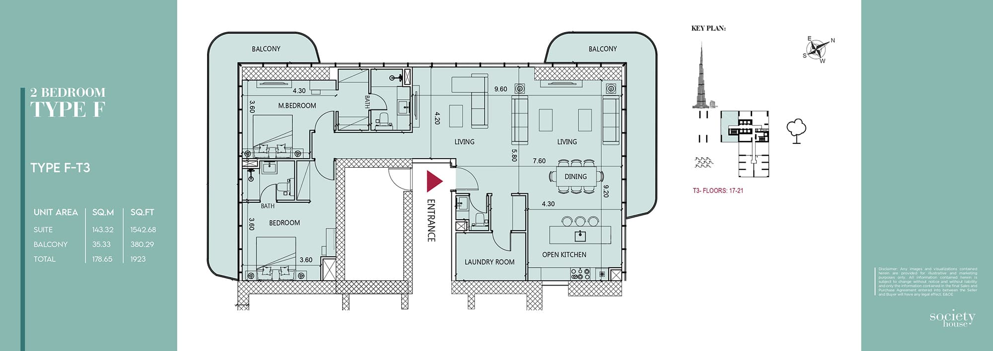 Society House, 2-Bed Floor Plan, type: