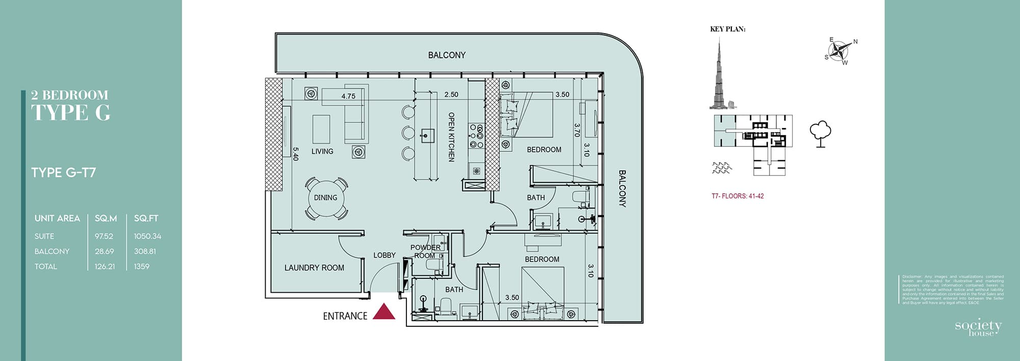 Society House, 2-Bed Floor Plan, type: