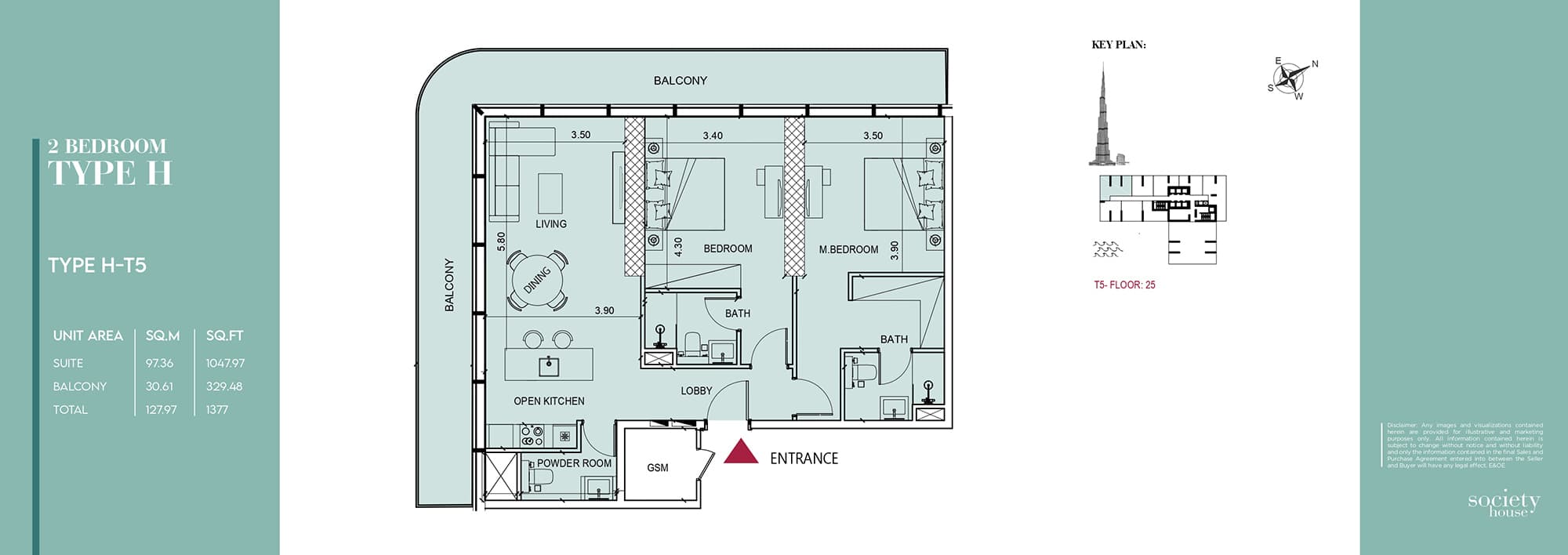 Society House, 2-Bed Floor Plan, type:
