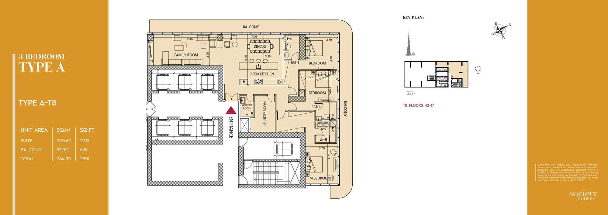Society House, 3-Bed Floor Plan, type: