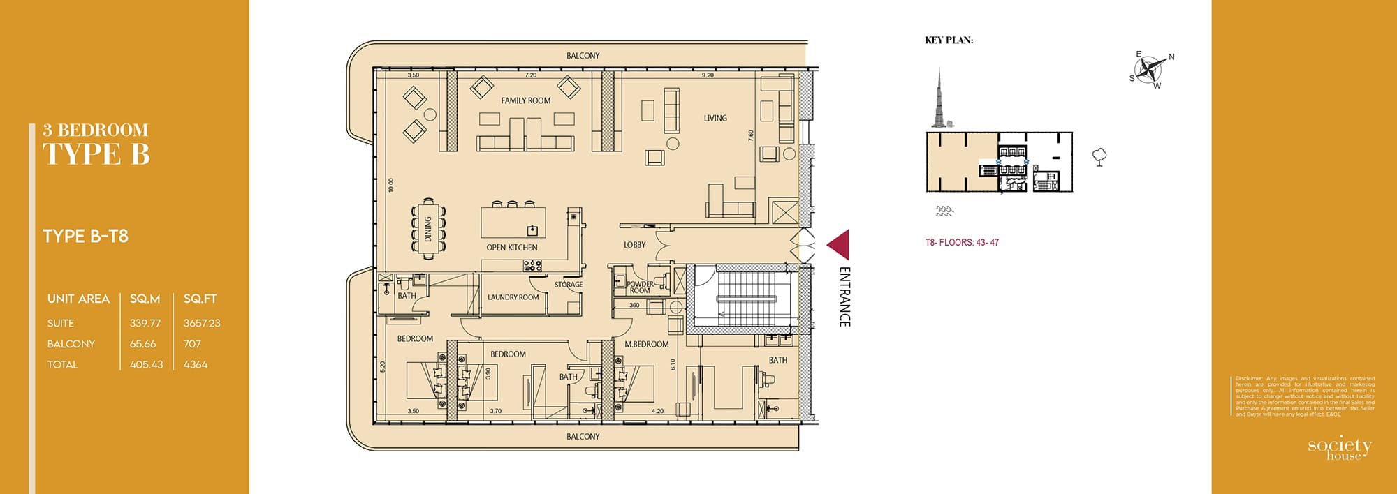 Society House, 3-Bed Floor Plan, type: