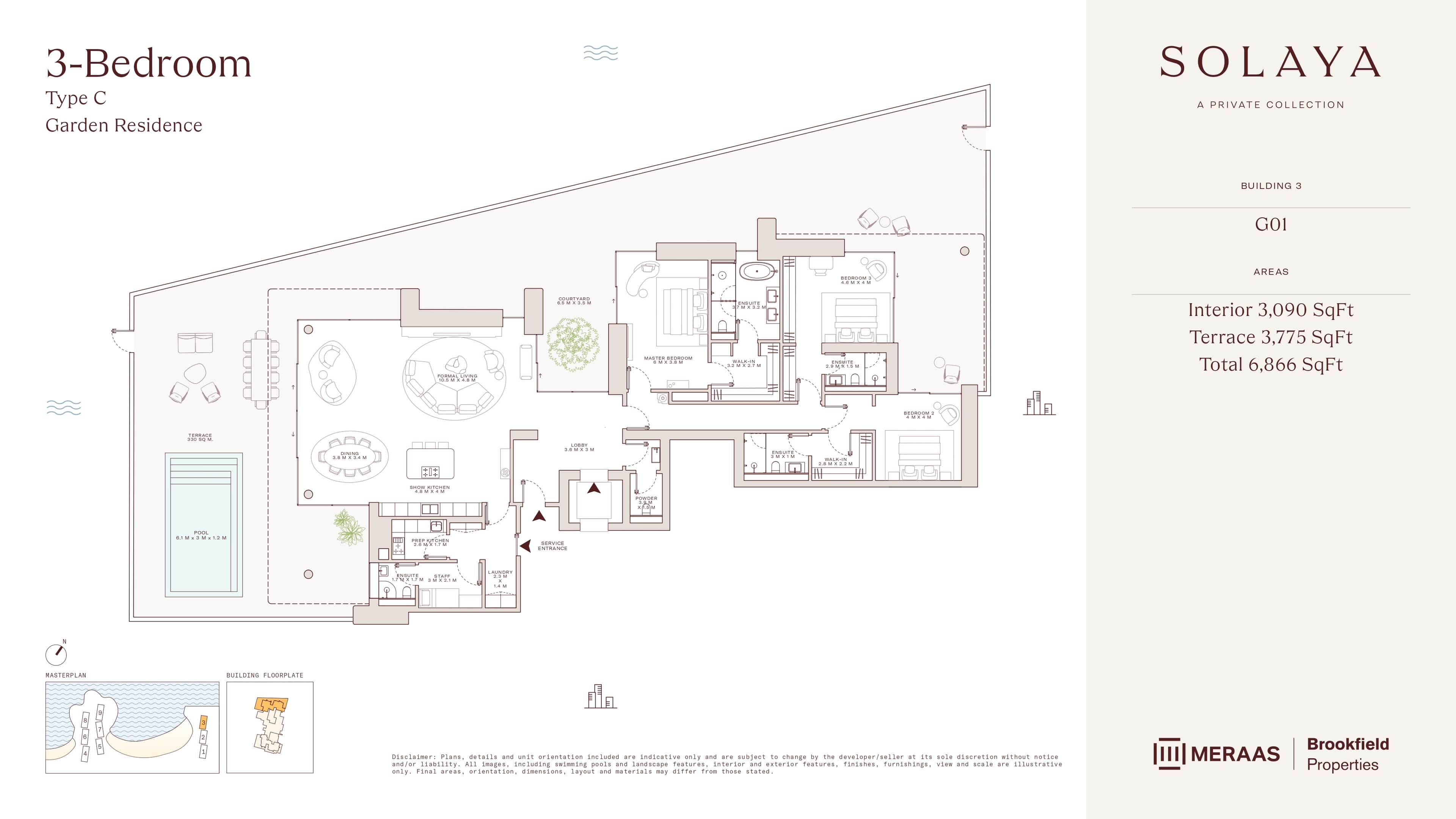 Solaya 1, 3-Bed Floor Plan, type: 3 Bed - Garden Residence