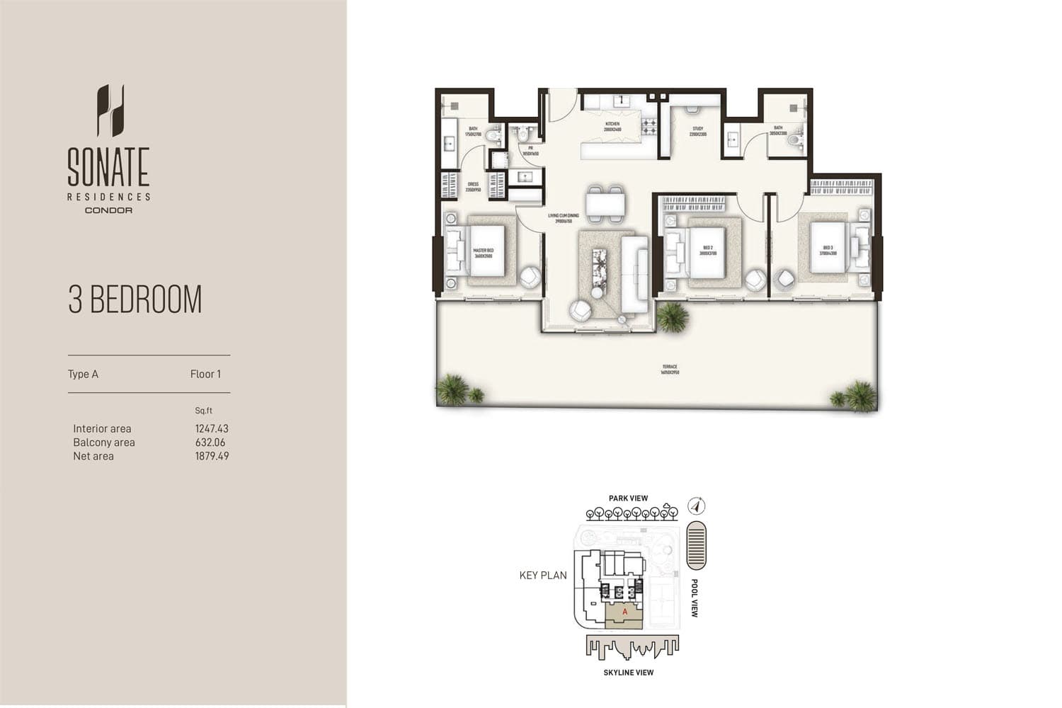 Sonate Residences, 3-Bed Floor Plan, type: Type A