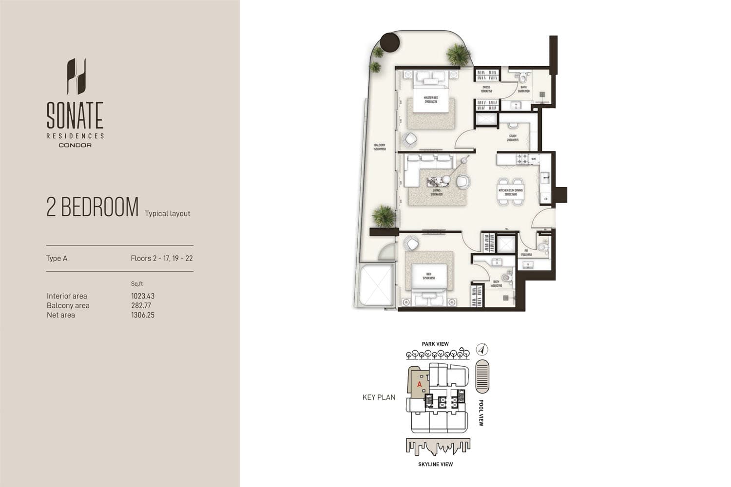 Sonate Residences, 2-Bed Floor Plan, type: Type A